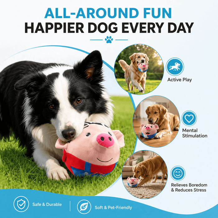 Squeaky Pig Dog Toy – Soft Plush Interactive Chew & Play Toy