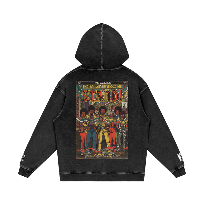 Stand! - Snow Washed Loose Cotton Hoodie