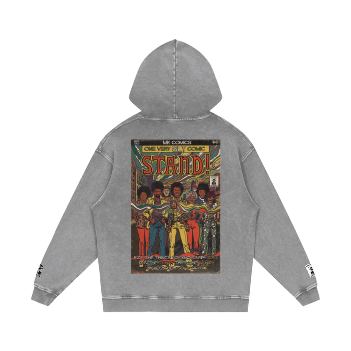 Stand! - Snow Washed Loose Cotton Hoodie