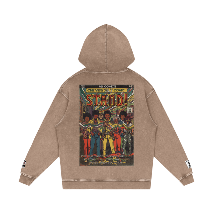 Stand! - Snow Washed Loose Cotton Hoodie