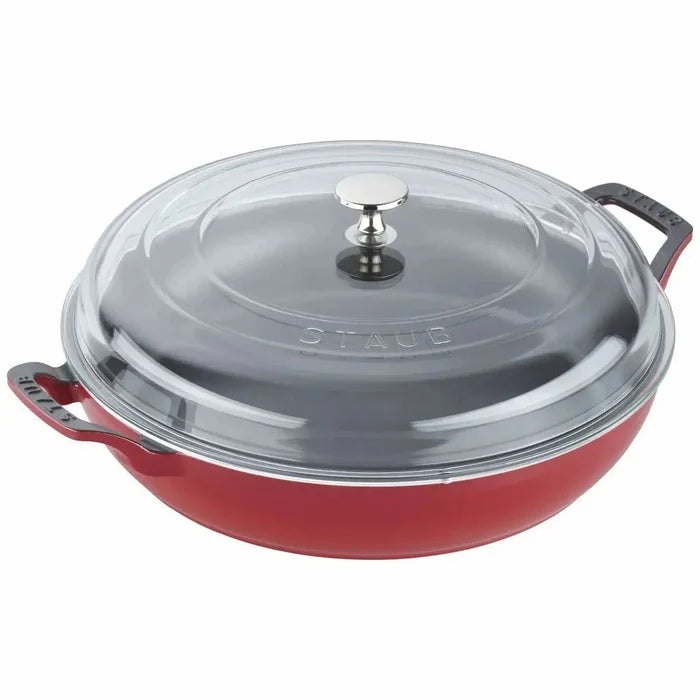 Staub 3.5-Quart Braiser with Glass Lid Casserole Dishes Cherry 12034013