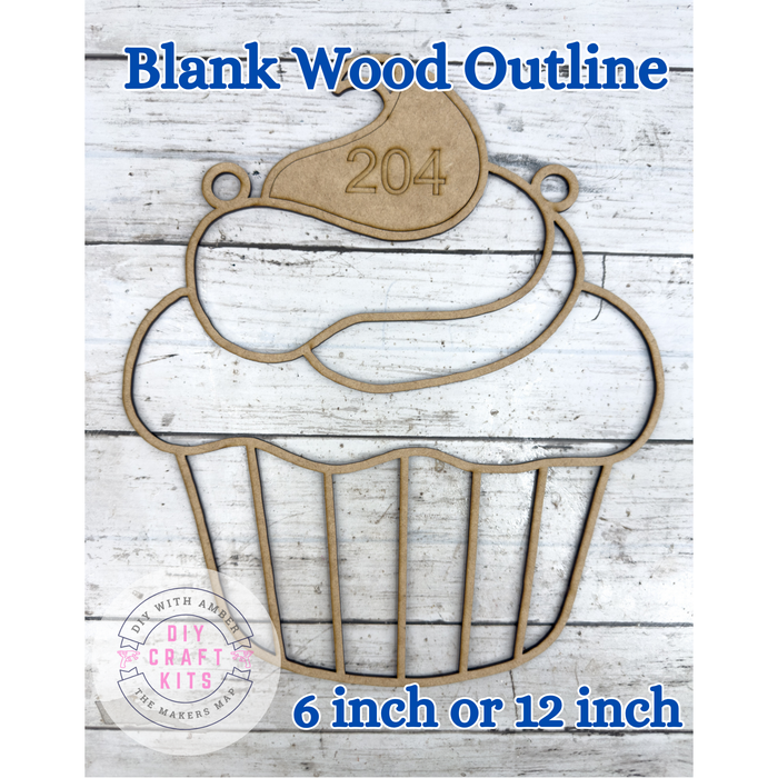 Style 204 Cupcake Laser Cut Outline Frame Blank