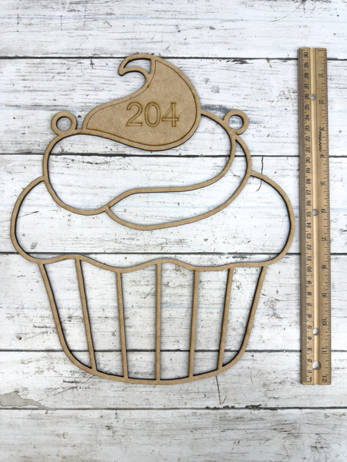 Style 204 Cupcake Laser Cut Outline Frame Blank