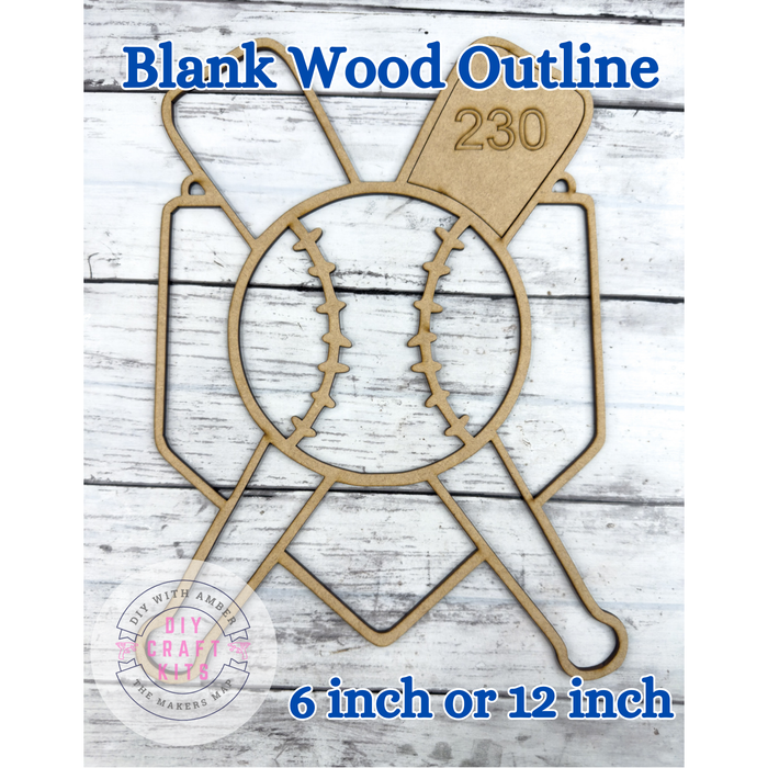 Style 230 Home Plate Bat Baseball Laser Cut Outline Frame Blank