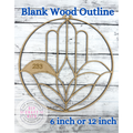Style 233 Circle Hamsa Hand Laser Cut Outline Frame Blank