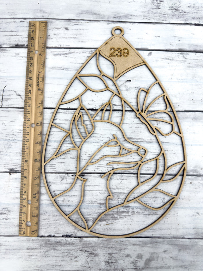 Style 239 Teardrop Fox Butterfly Laser Cut Outline Frame Blank