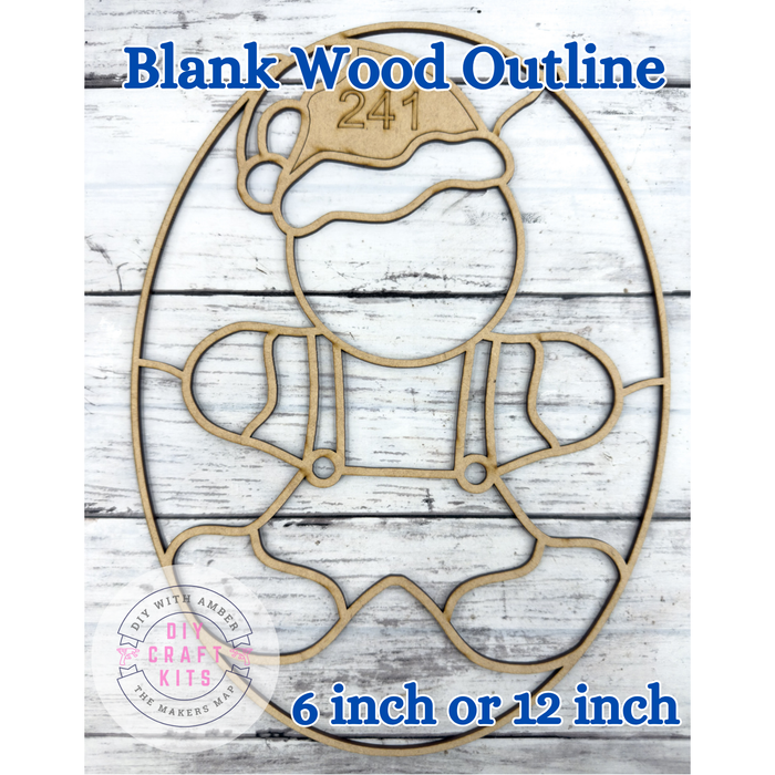 Style 241 Oval Gingerbread Man Laser Cut Outline Frame Blank