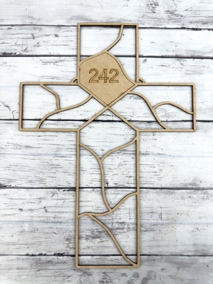 Style 242 Mosaic Cross Laser Cut Outline Frame Blank