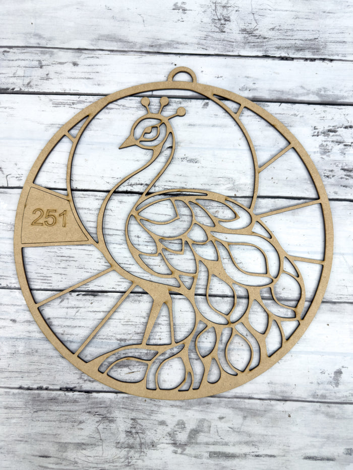Style 251 Round Peacock Laser Cut Outline Frame Blank
