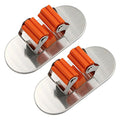 Sumnacon Mop Broom Holder Organizer, 2 Pcs 3M Self Adhesive Wall Mounted Mop Hooks Broom Hanger Holder with Spring Clip Design Bath Mounted Home Tools/Kitchen Organizer Rack(Oval)