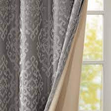 SunSmart Mirage 50”x108” Damask Total Blackout Curtain Panel, Charcoal
