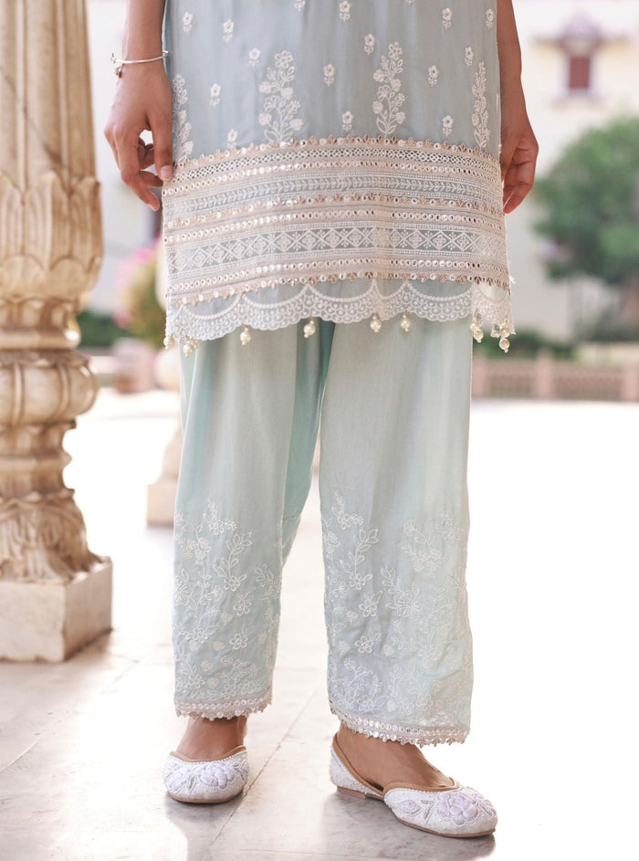 Taveli Organza Light Blue Kurta Set