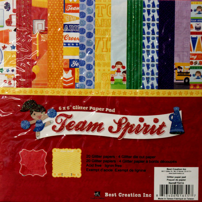 Team Spirit 6 x 6 Double-Sided Glitter Paper Pad - SCRAPBOOKFARE
