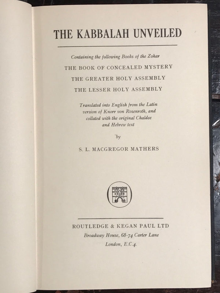 THE KABBALAH UNVEILED, S.L. MacGregor Mathers, 1st/8th 1957 Kabbalah Golden Dawn