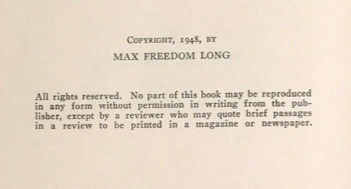 THE SECRET SCIENCE BEHIND MIRACLES - Max Freedom Long, 1st/1st 1948 HUNA MAGIC