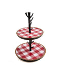 Thirstystone 2-Tier Dessert Stand with Red Checker Plaid