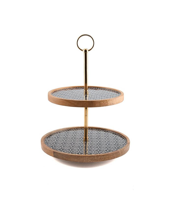 Thirstystone Modern Global Two-Tier Wood & Enamel Stand