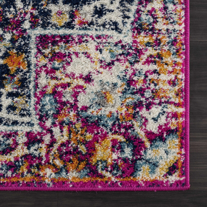 Traditional Design Heriz Ivory, Purple and Blue Premium look Medallion Area Rug - The Rug Decor