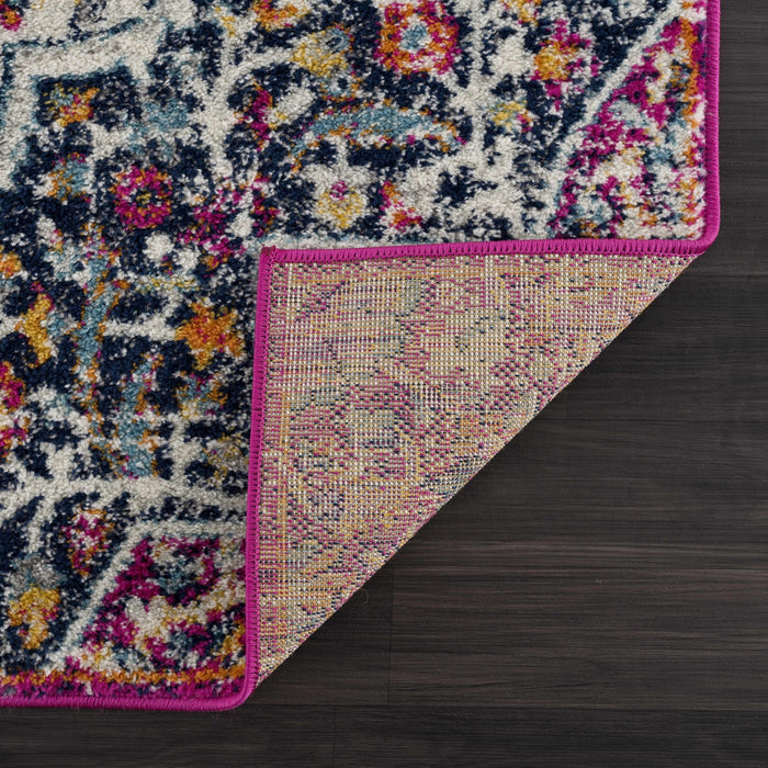 Traditional Design Heriz Ivory, Purple and Blue Premium look Medallion Area Rug - The Rug Decor