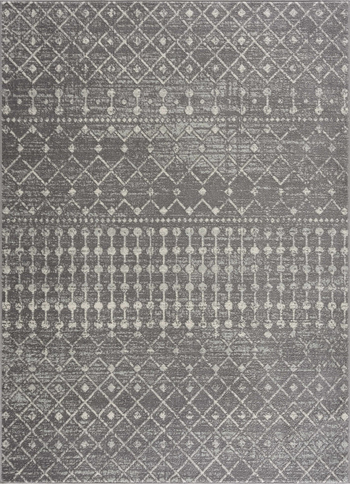 Traditional Gray and Beige low pile Tribal Trellis indoor Area Rug - The Rug Decor