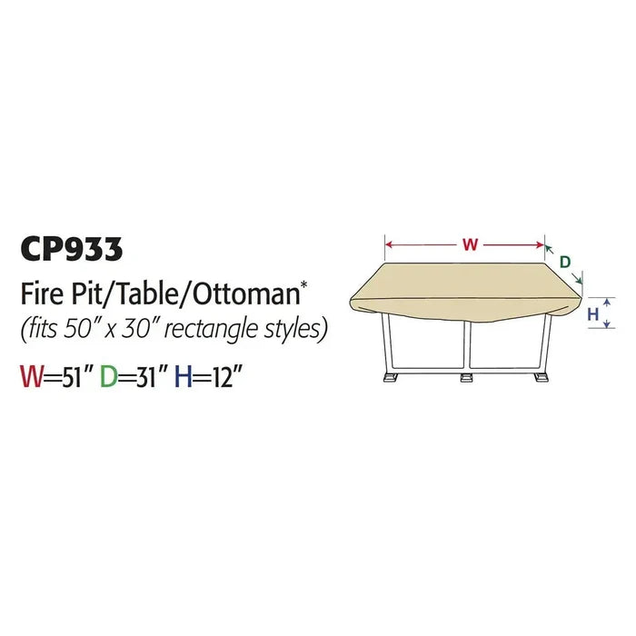 Treasure Garden Protective Cover for 50" x 30" Rectangle Fire Pit / Table / Ottoman Outdoor Furniture Covers 12037880