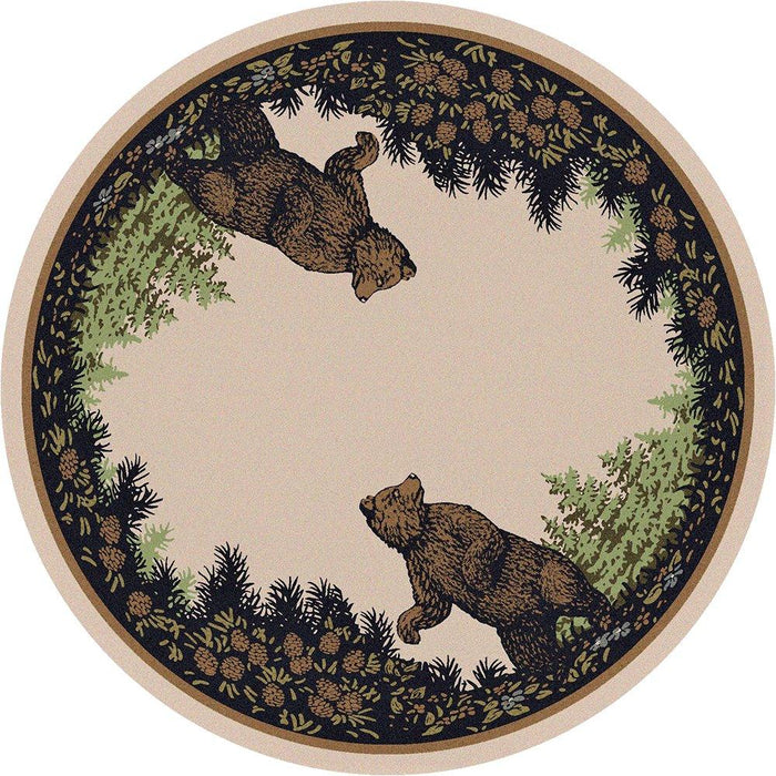 Twin Bears Lodge 8' Round Area Rug - Made in the USA - Your Western Decor, LLC