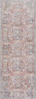 Vintage Style Dark Peach, Purple and Beige Traditional Design Washable Area Rug - The Rug Decor