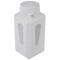 The Vittles Vault Junior by Vittles Vault is a gray BPA-free plastic jug with a wide round screw-on cap for pet food storage. Its rectangular shape has indented grip areas, and the smooth surface ensures safety for your furry friends meals.
