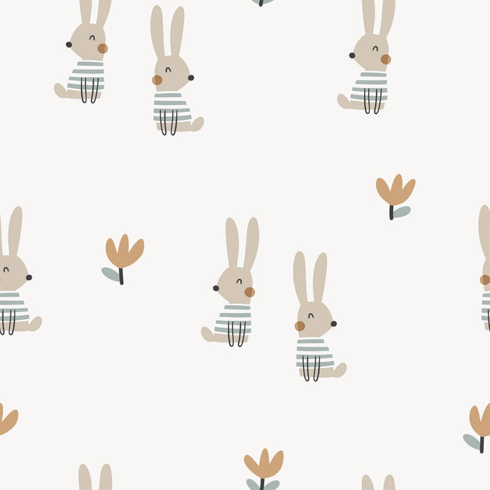 Viverano Organics - Bunny Ruffle & Button Flare Baby Dress+Bloomer (Organic): 6-12M / Soft White