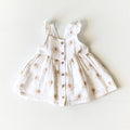 Viverano Organics - Elephant Ruffle & Button Baby Dress+Bloomer (Organic Muslin): 6-12M / Natural
