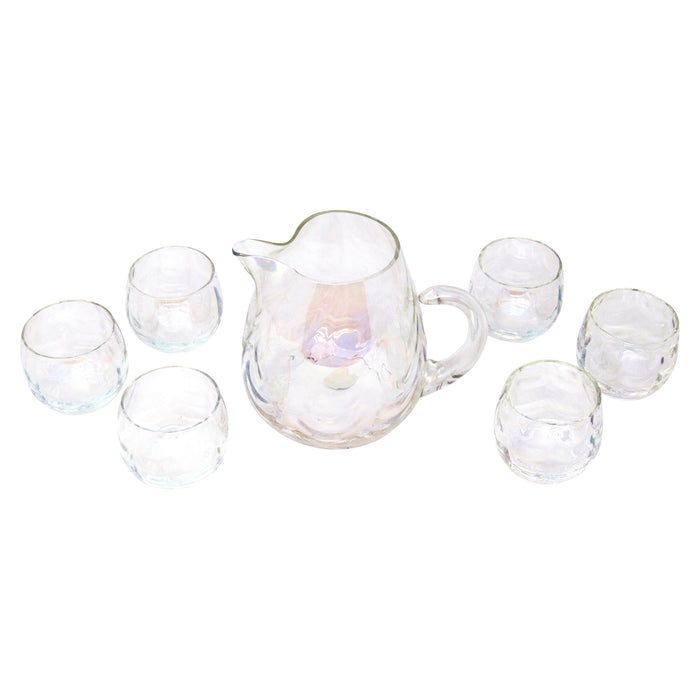 Vintage West Virginia Glass Draping Iridescent Cocktail Pitcher Set Top | The Hour Shop