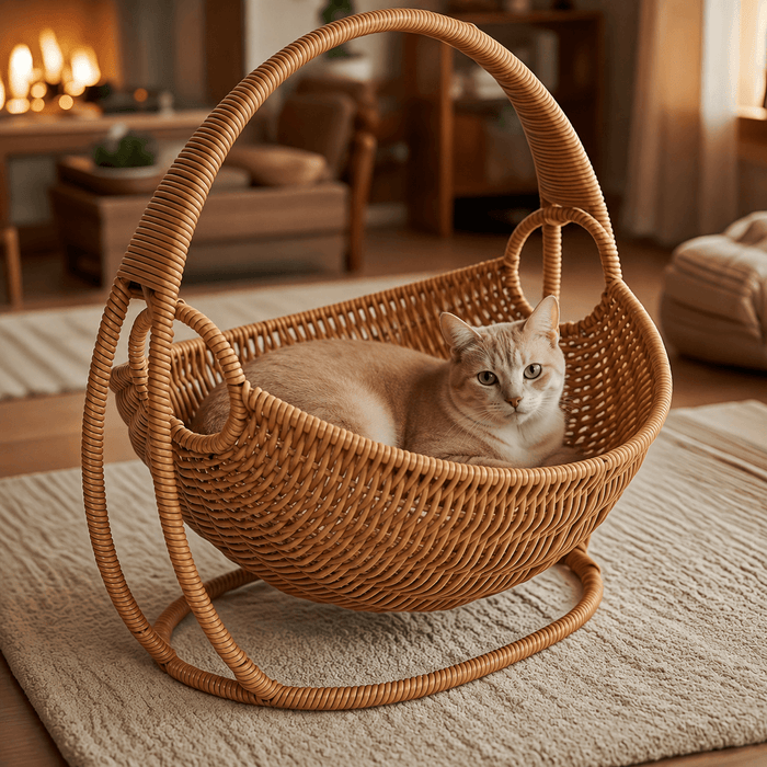 Wicker Hanging Cat Bed with Stand Fursera