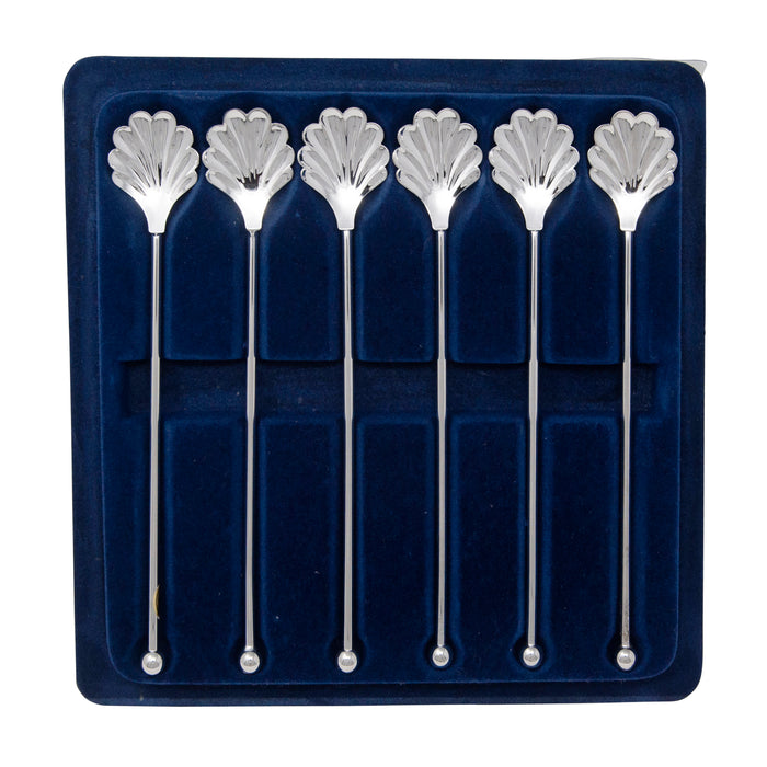 Vintage Winthrop Silver Plate Shell Spoon Sipper Straws Set In Box | The Hour