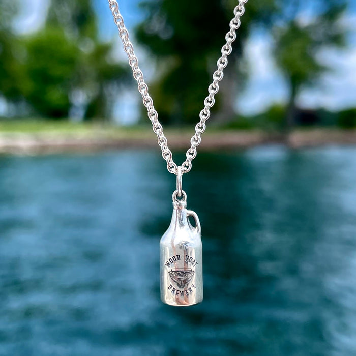Wood Boat Brewery Beer Growler Necklace