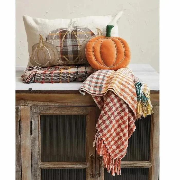 Woven Cotton Blend Throw in Multicolor Plaid Seasonal & Holiday Decorations 12044811