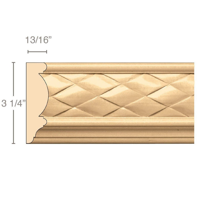 Woven Frieze (Repeats 2), 3 1/4''w x 13/16''d x 8' length, Resin is priced per 8' length Carved Mouldings White River Hardwoods Maple