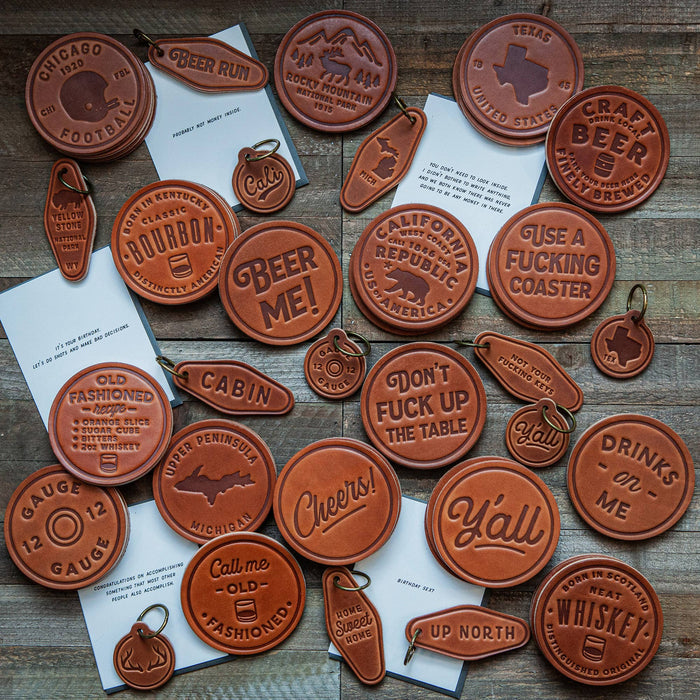 Y'all Leather Coaster